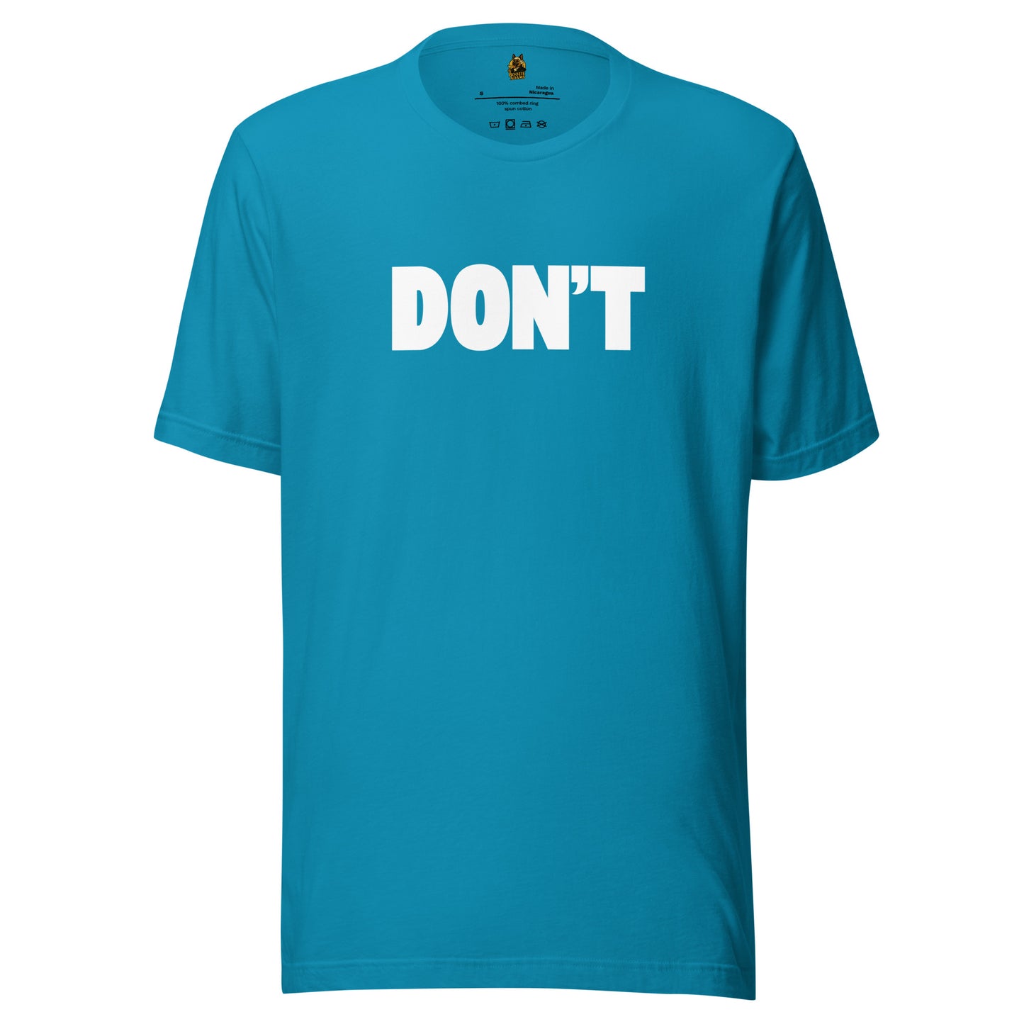 Aqua unisex t-shirt with 'DON'T' printed in white – Boozie Adams