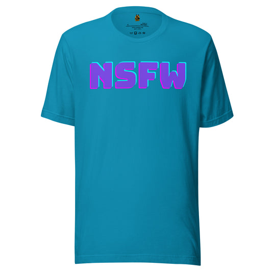 Aqua unisex t-shirt with 'NSFW' in colorful letters – Boozie Adams