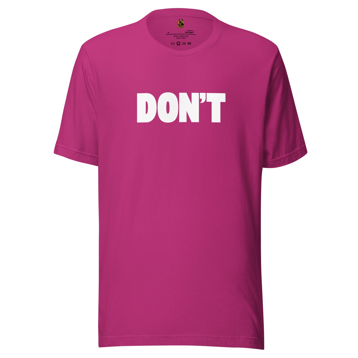 Berry unisex t-shirt with 'DON'T' printed in white – Boozie Adams