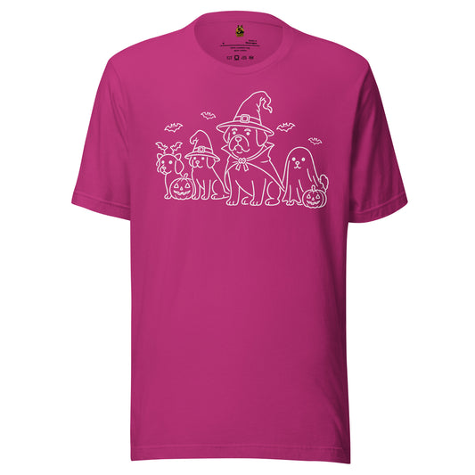 Berry unisex t-shirt with graphic of dogs dressed for halloween – Boozie Adams