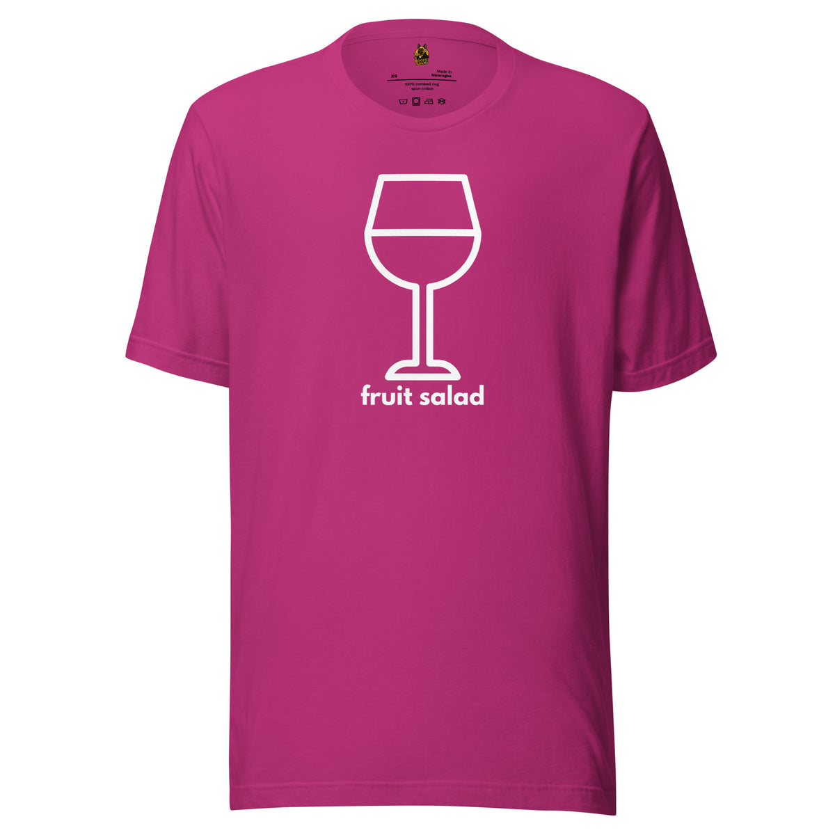 Berry unisex t-shirt with a white wine glass graphic and 'fruit salad' text – Boozie Adams