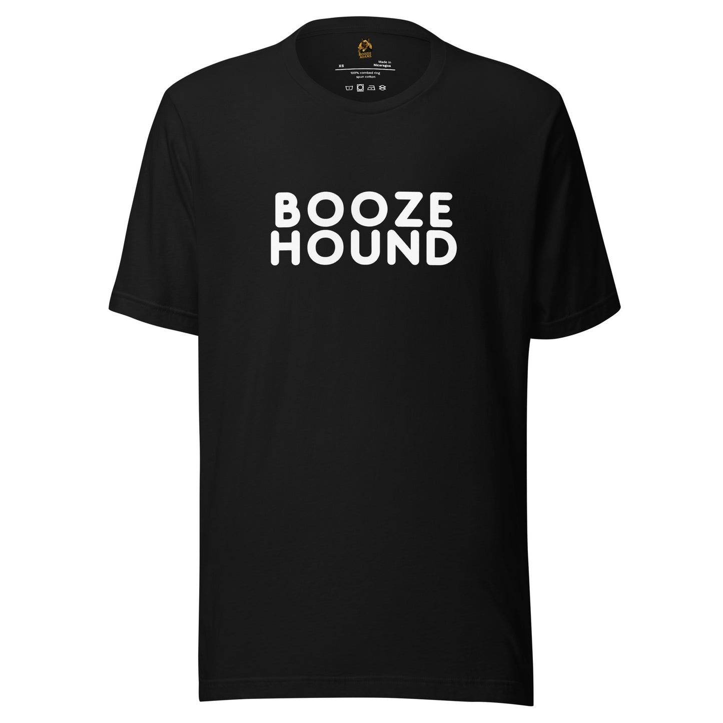 Black unisex t-shirt with 'BOOZE HOUND' text – Boozie Adams