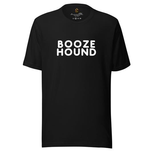 Black unisex t-shirt with 'BOOZE HOUND' text – Boozie Adams