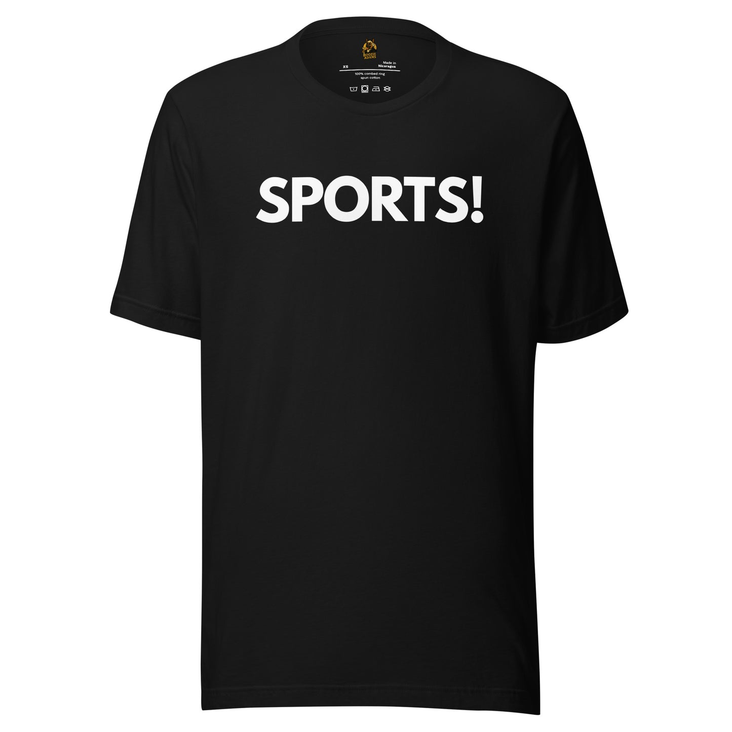 Black unisex  t-shirt with 'SPORTS!' text – Boozie Adams