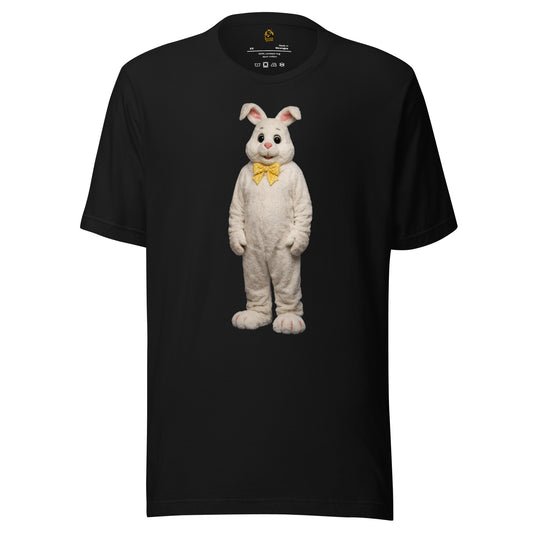 Black unisex t-shirt with a cartoon bunny character – Boozie Adams
