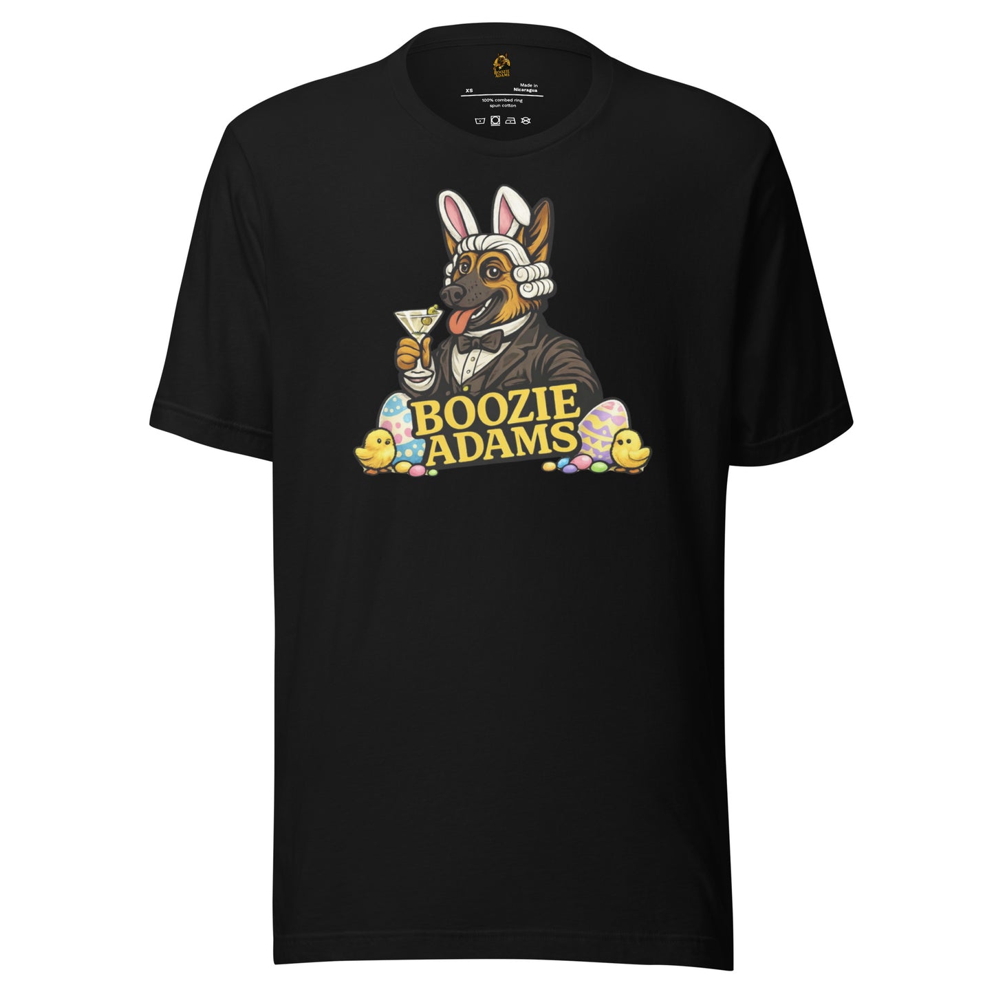 Black unisex t-shirt with an easter Boozie Adams logo – Boozie Adams