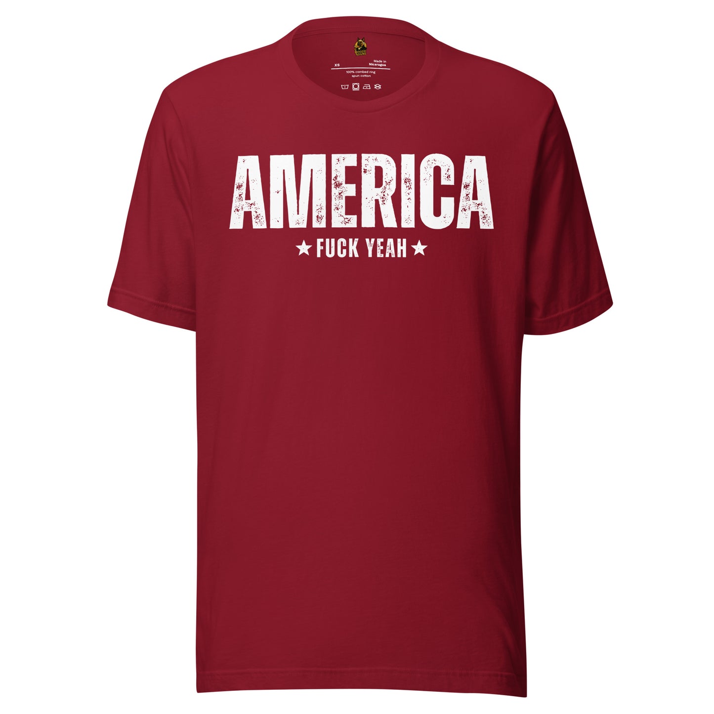 Cardinal unisex t-shirt with 'AMERICA FUCK YEAH' text – Boozie Adams