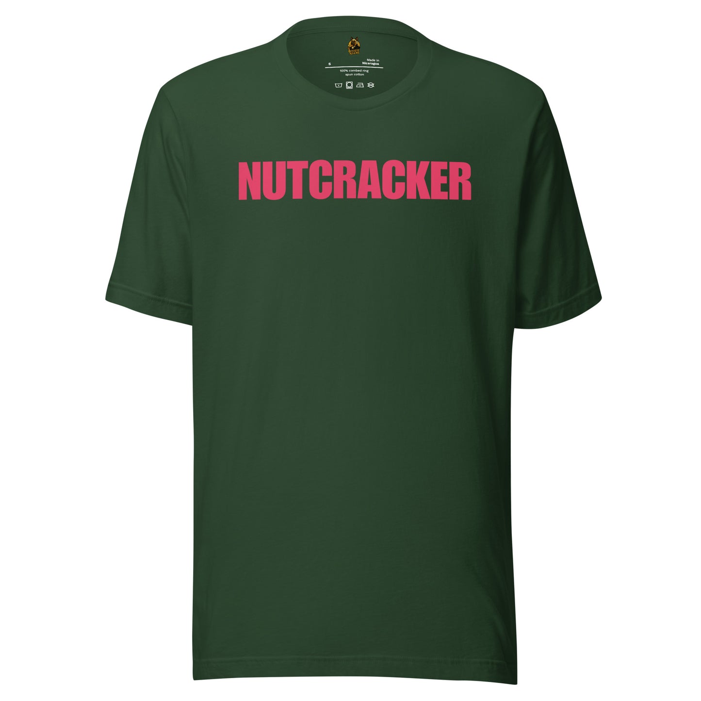 Green unisex t-shirt with 'NUTCRACKER' in red text – Boozie Adams