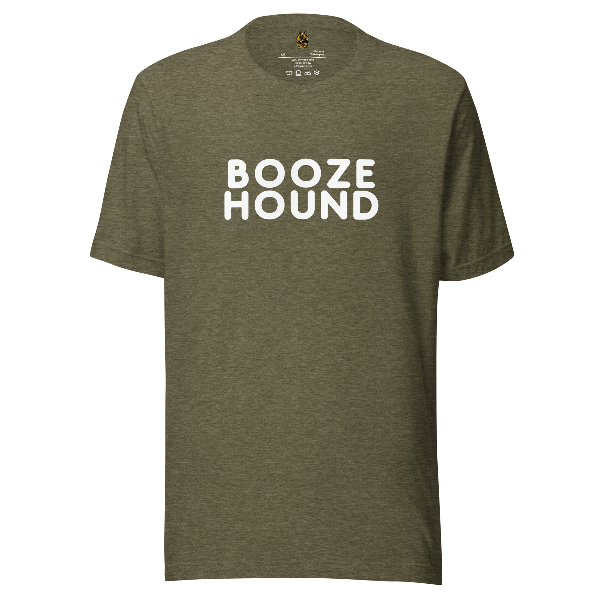 Green unisex t-shirt with 'BOOZE HOUND' text – Boozie Adams