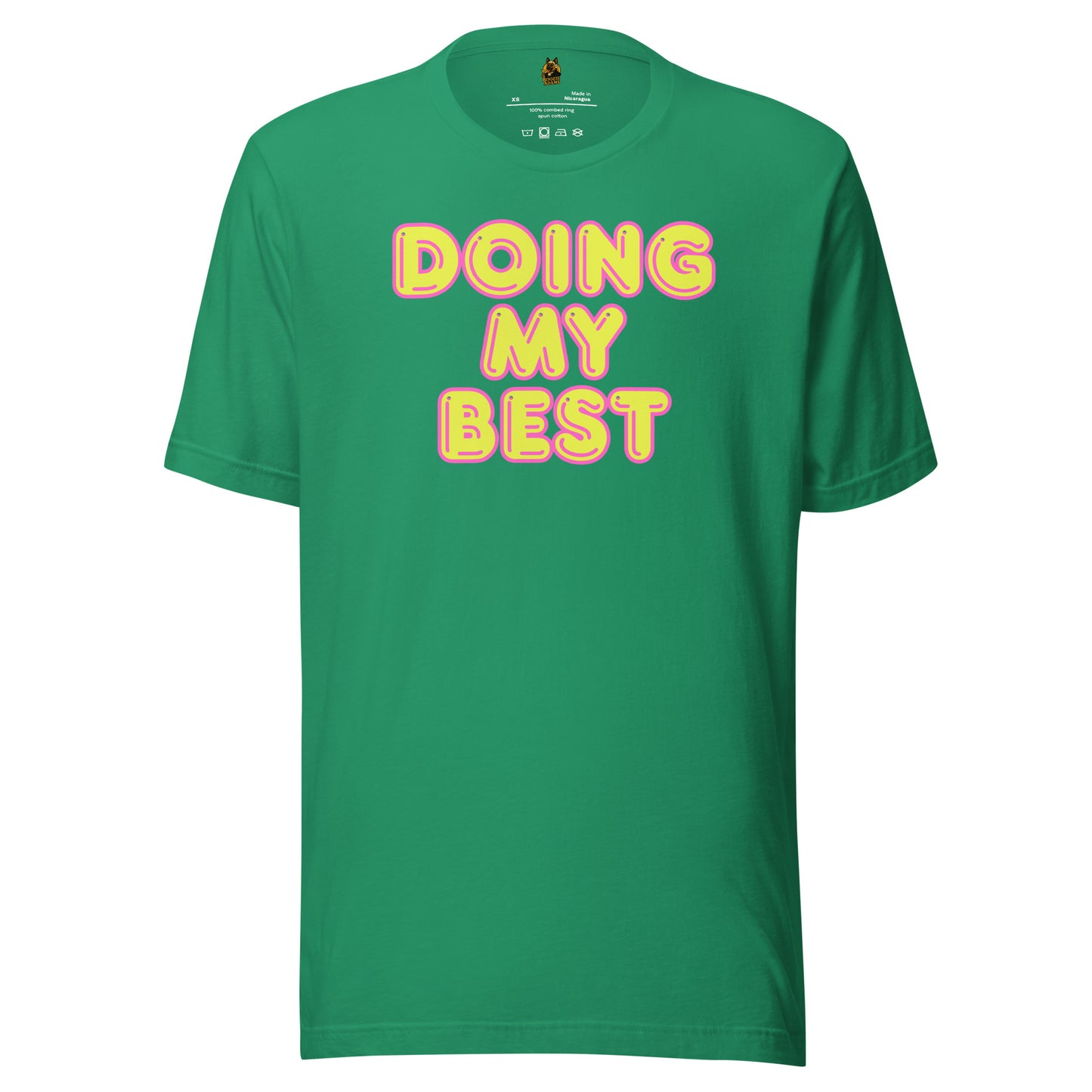 Green unisex t-shirt with 'DOING MY BEST' text in bright colors – Boozie Adams