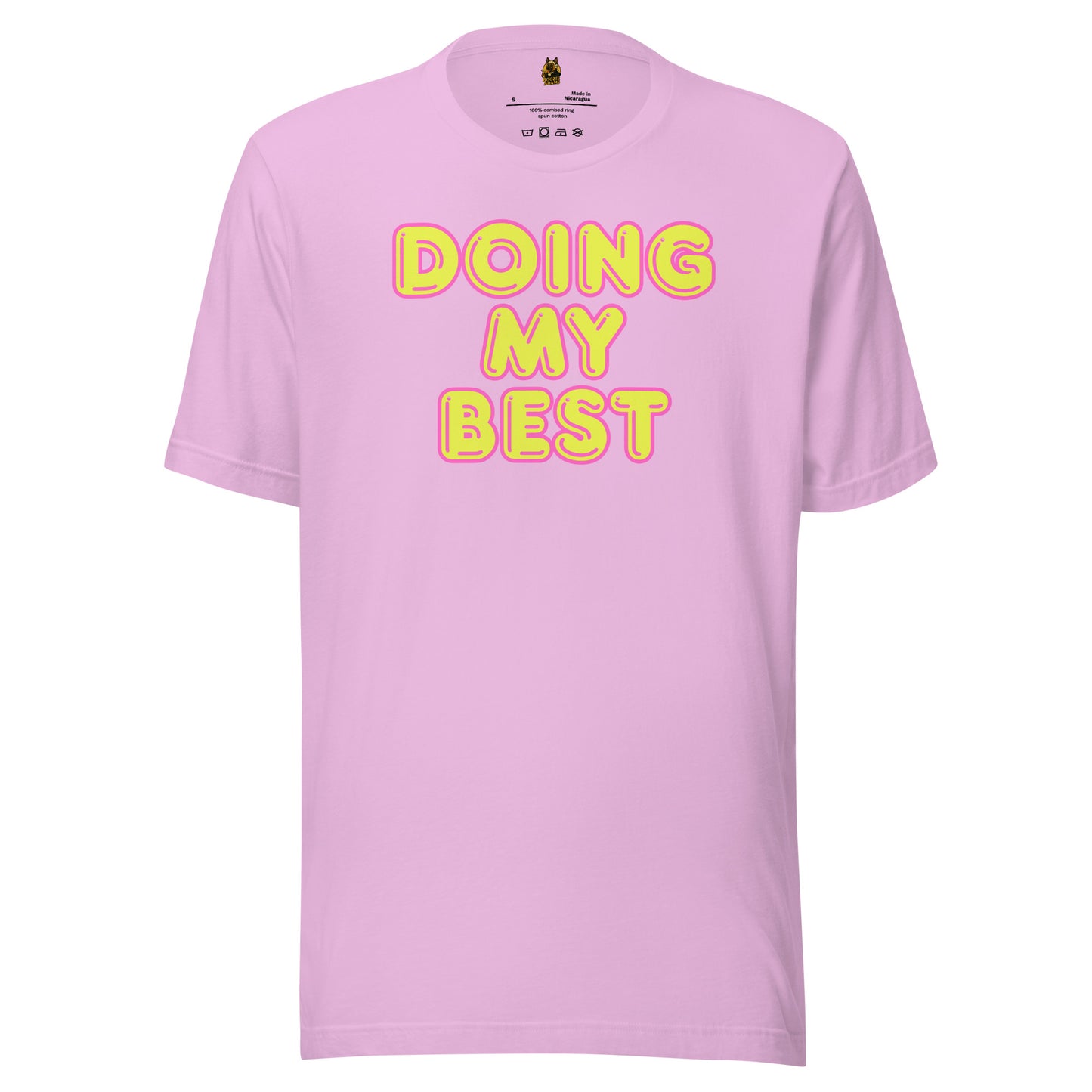 Lilac unisex t-shirt with 'DOING MY BEST' text in bright colors – Boozie Adams