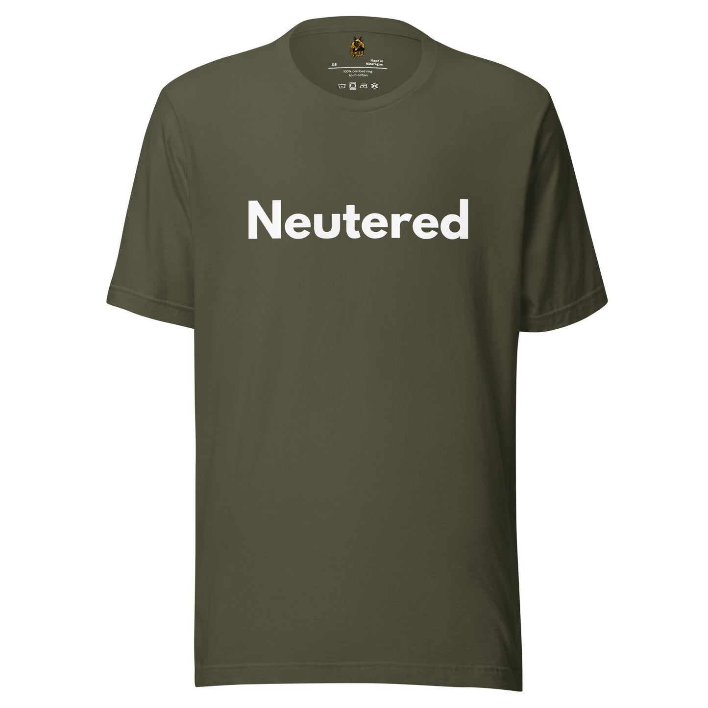 Green unisex t-shirt with 'Neutered' text – Boozie Adams