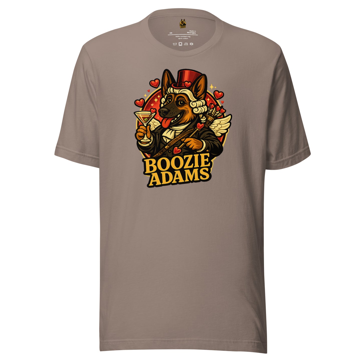 Pebble unisex t-shirt with with a valentine's Boozie Adams logo – Boozie Adams