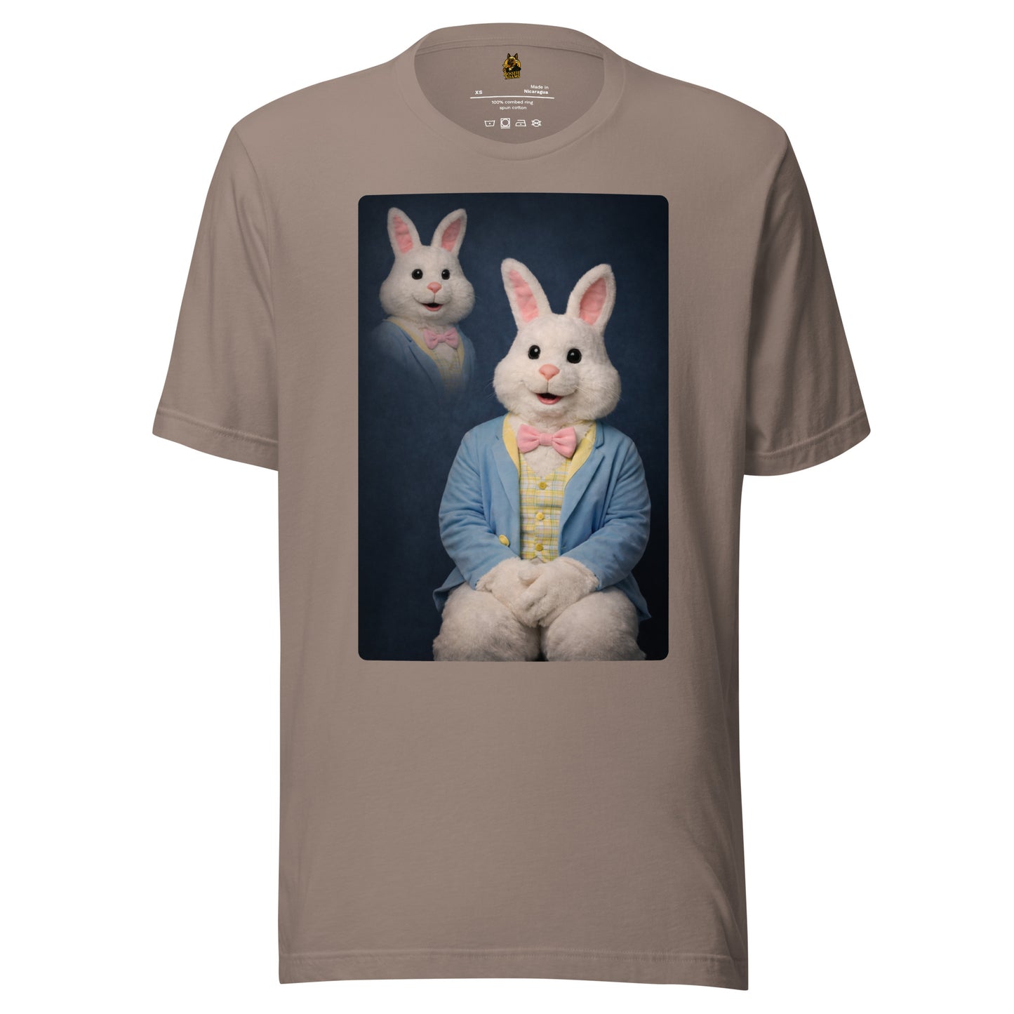 Pebble unisex t-shirt with a graphic of a rabbit in a suit – Boozie Adams