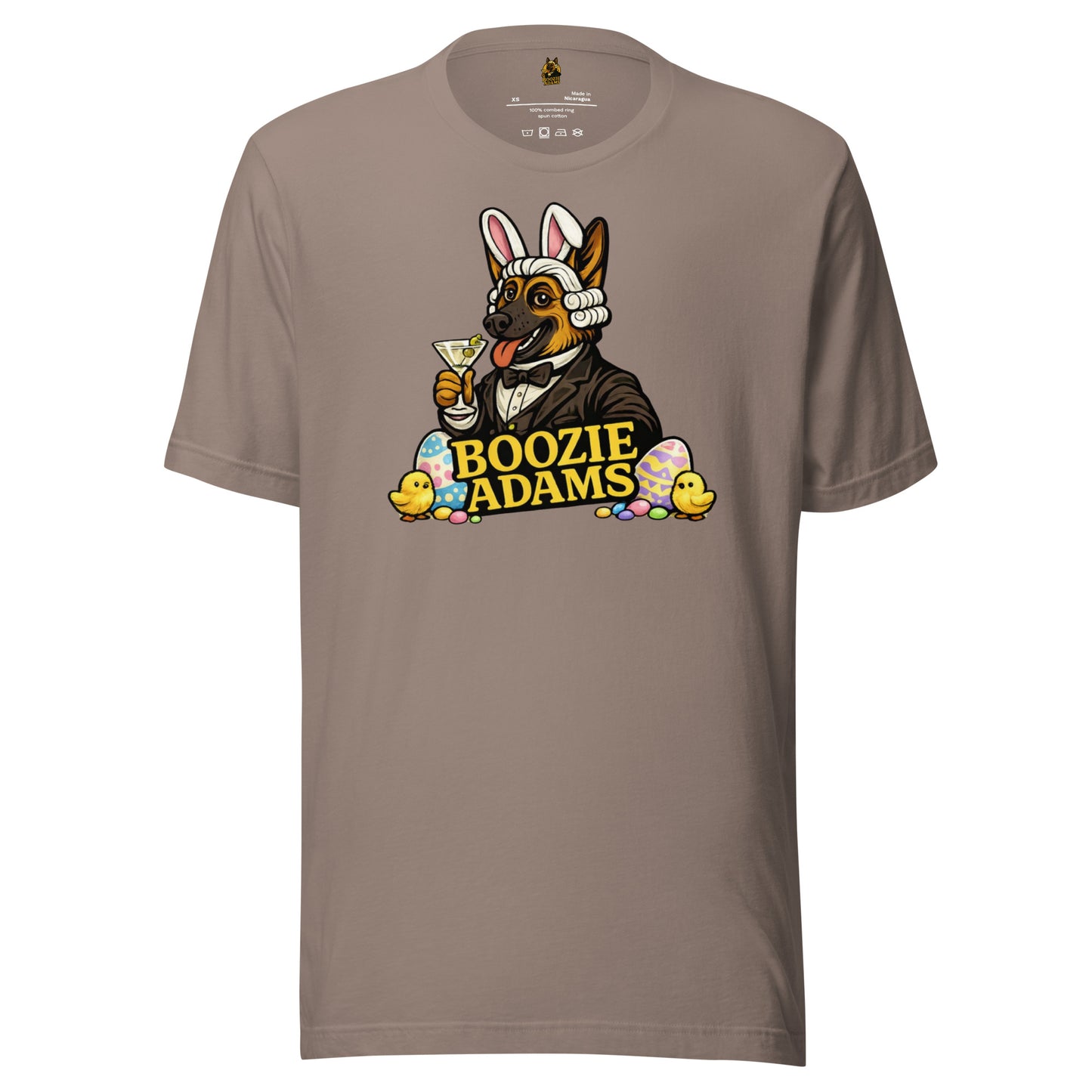 Pebble unisex t-shirt with an easter Boozie Adams logo – Boozie Adams