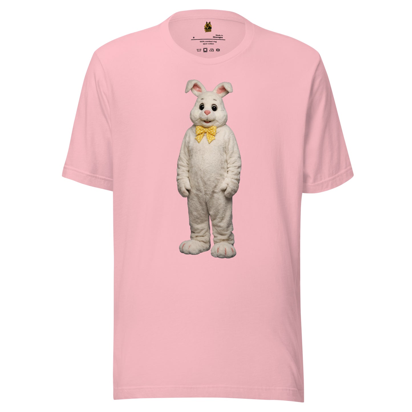 Pink unisex t-shirt with a cartoon bunny character – Boozie Adams