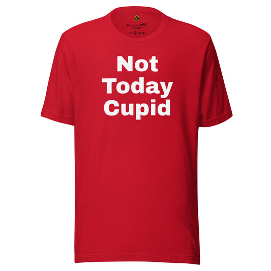 Red unisex -shirt with 'Not Today Cupid' text – Boozie Adams