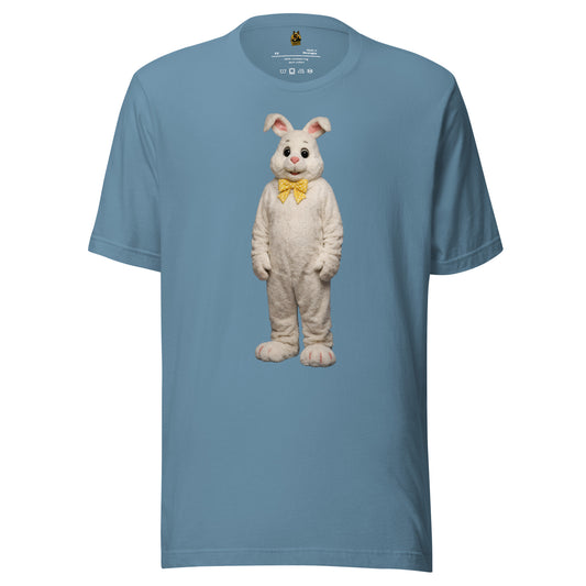 Blue unisex t-shirt with a cartoon bunny character – Boozie Adams