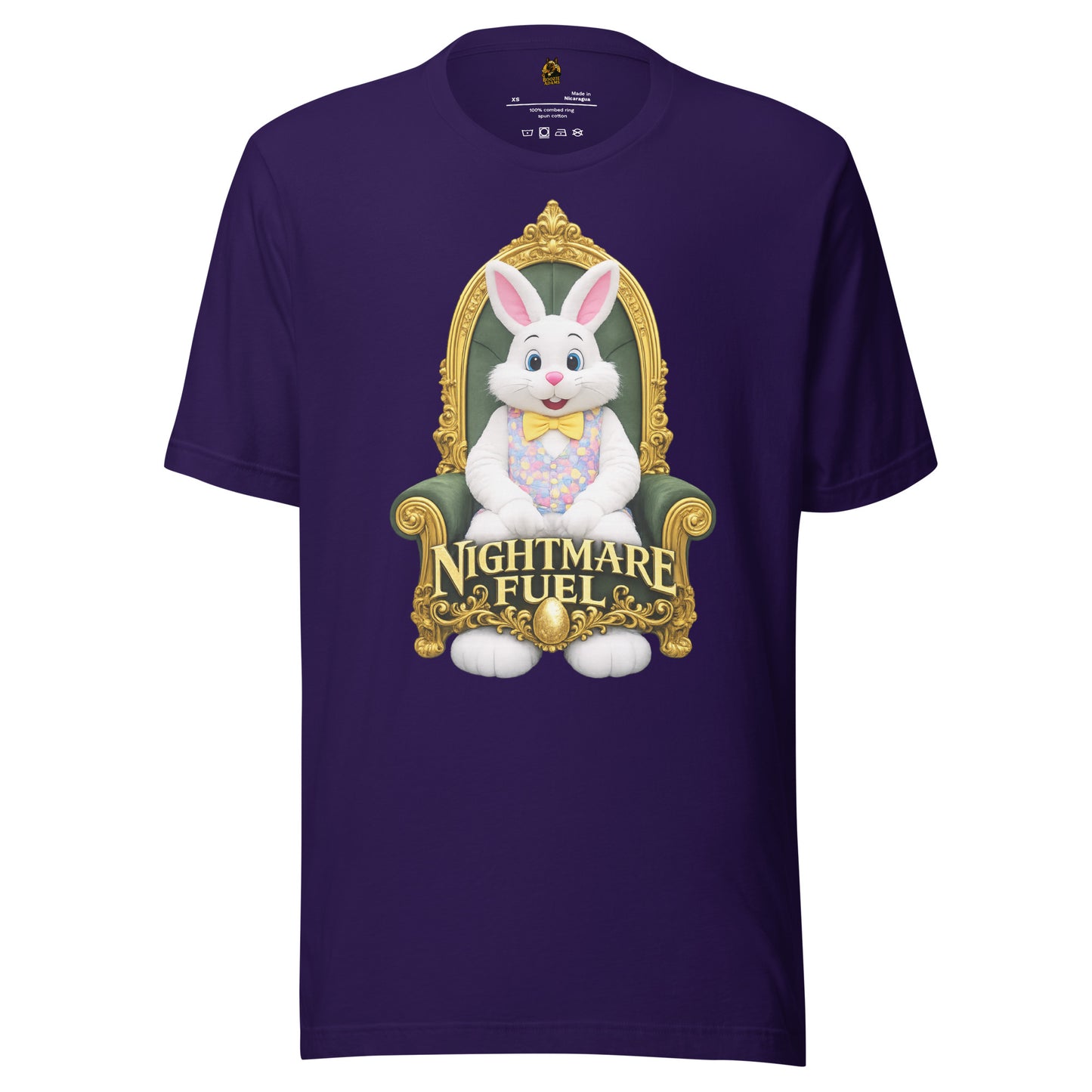 Purple unisex t-shirt with a mall bunny and 'Nightmare Fuel' text – Boozie Adams