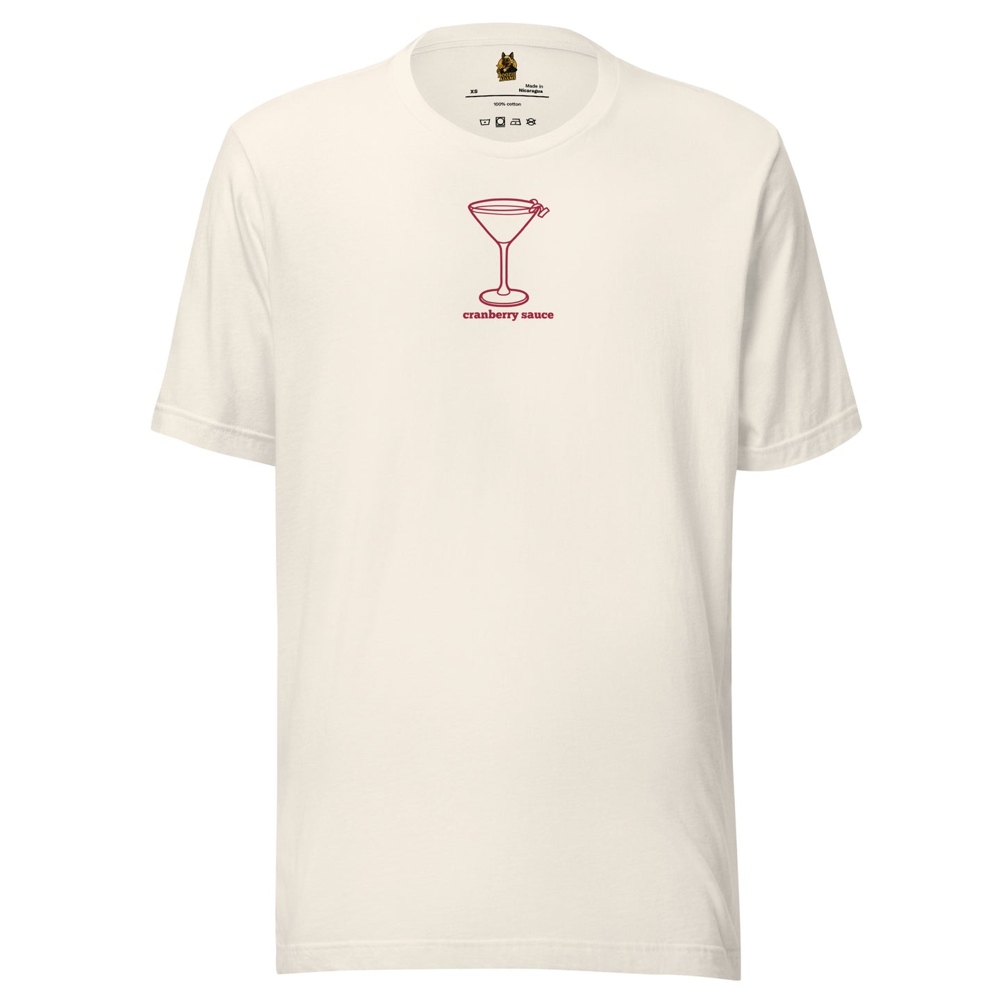 Vintage white unisex t-shirt with red martini graphic and 'cranberry sauce' text – Boozie Adams