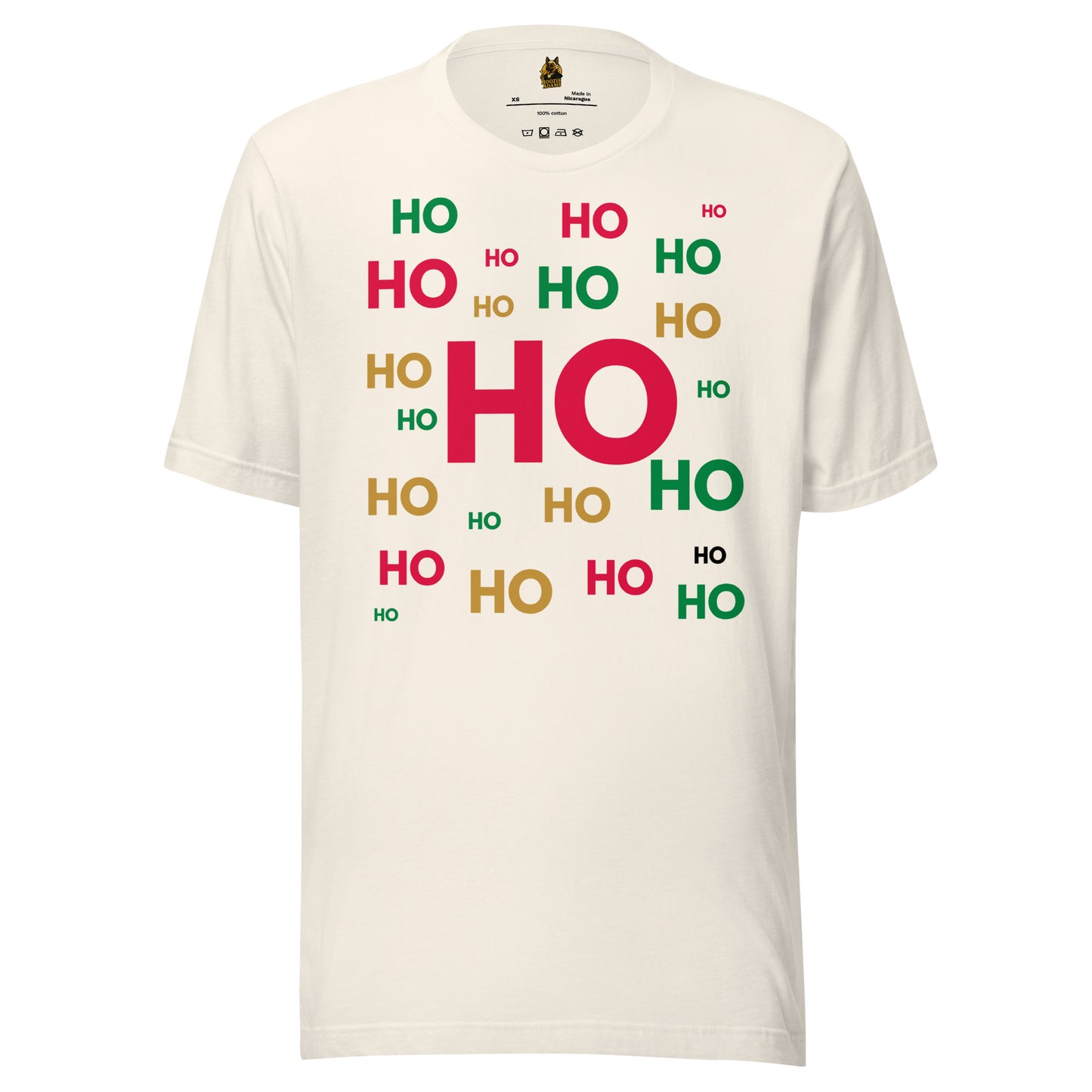 Vintage white t-shirt with 'HO HO HO' text in various colors – Boozie Adams