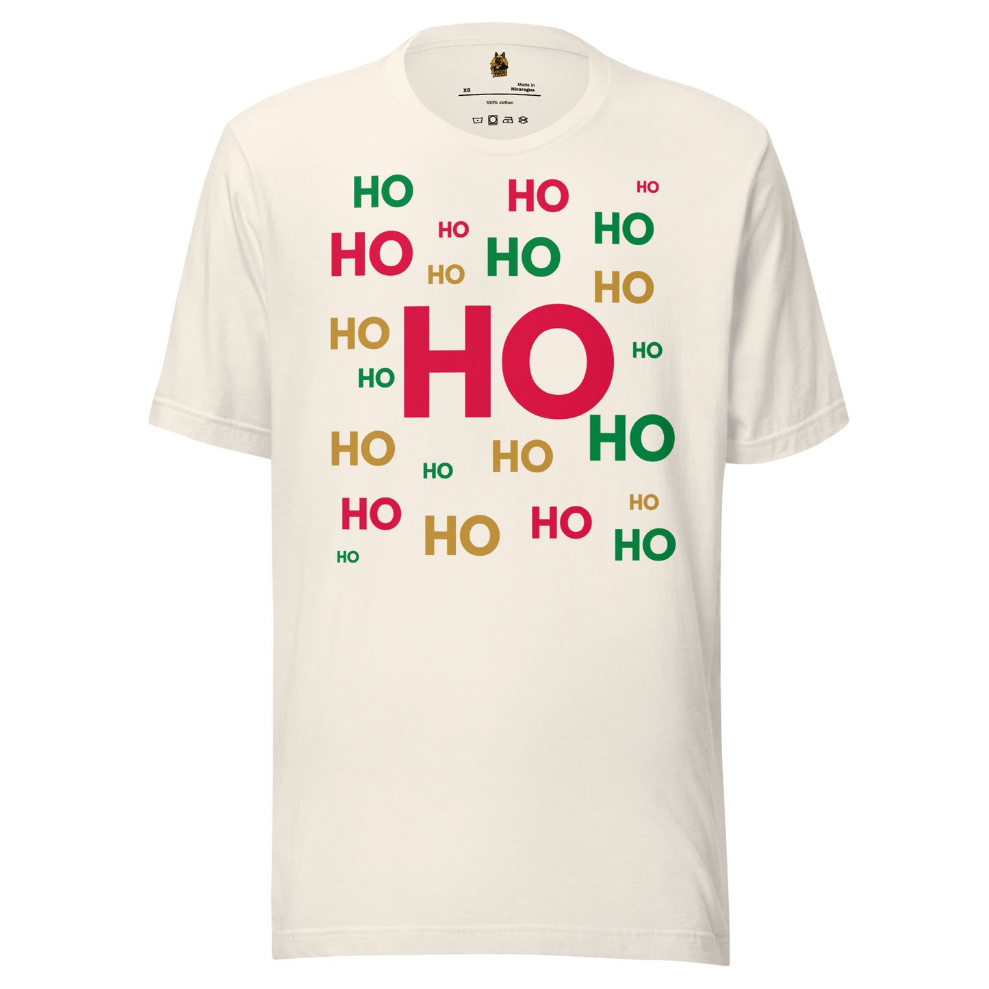 Vintage white t-shirt with 'HO HO HO' text in various colors – Boozie Adams
