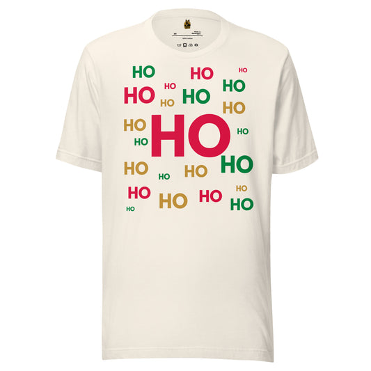 Vintage white t-shirt with 'HO HO HO' text in various colors – Boozie Adams
