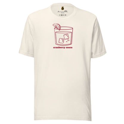 Vintage white unisex t-shirt with graphic of cocktail glass and text 'cranberry sauce' – Boozie Adams