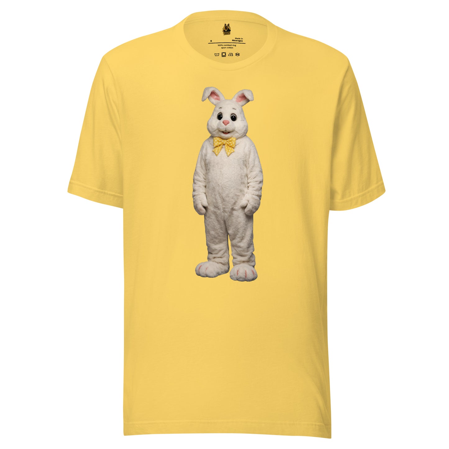 Yellow unisex t-shirt with a cartoon bunny character – Boozie Adams